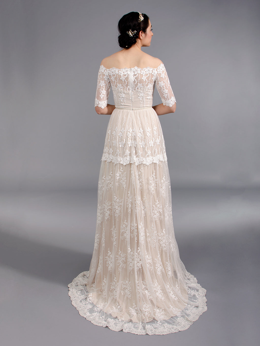 Off shoulder boho lace wedding dress 5004 – Tulip Bridal