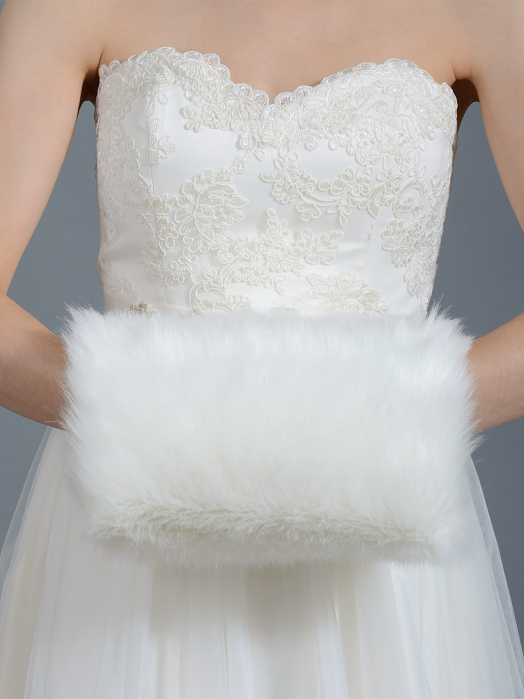 Faux fur winter wedding muff