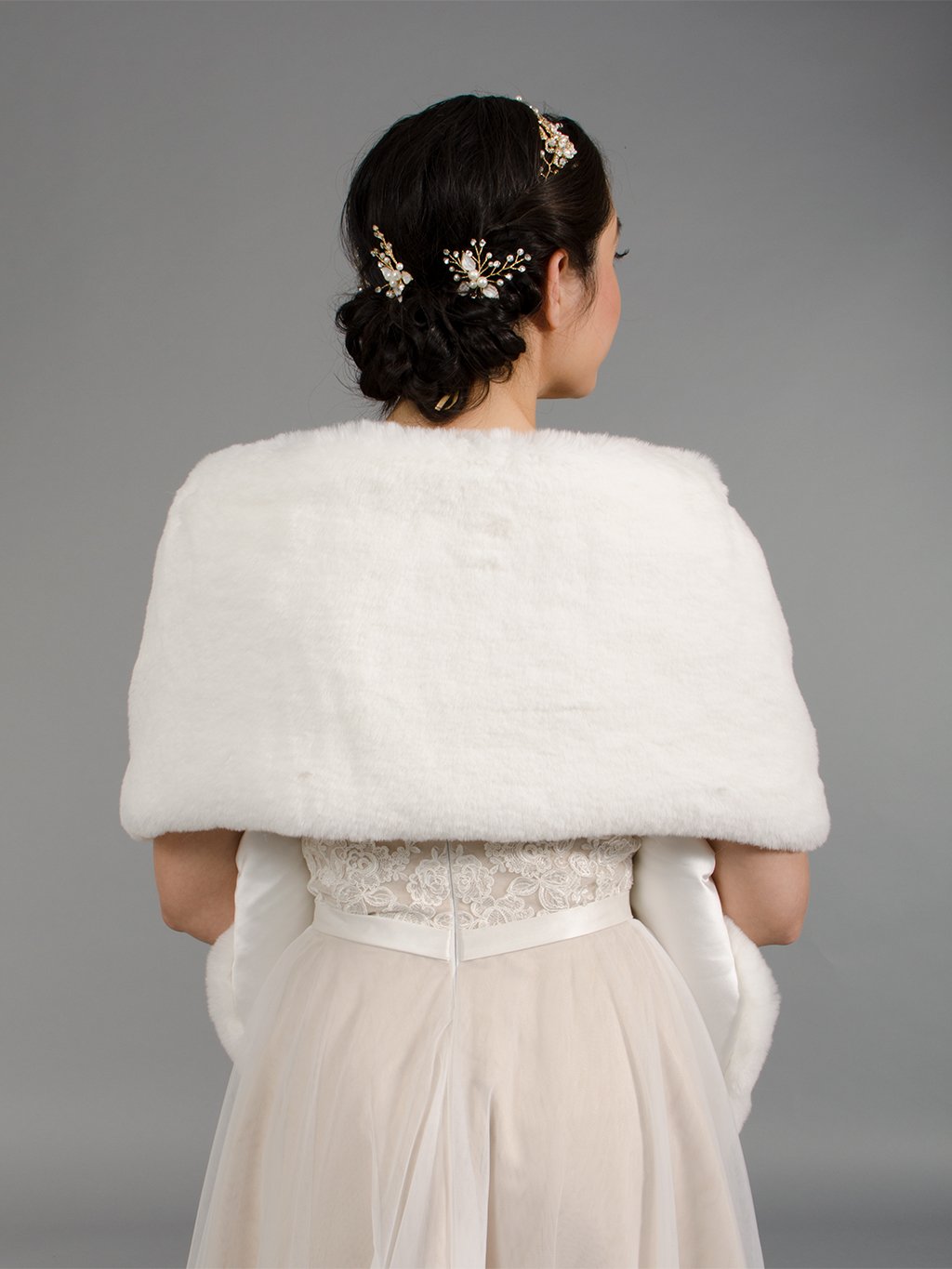 Ivory faux fur wrap bridal stole wedding shawl