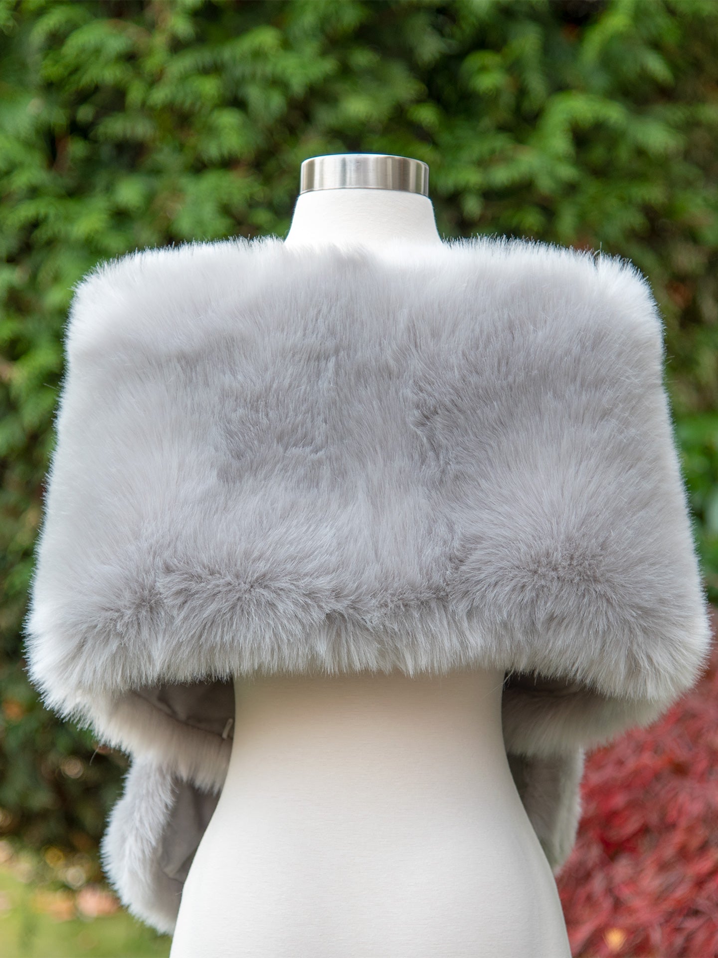 Light gray faux fur wrap bridal shawl wedding shrug