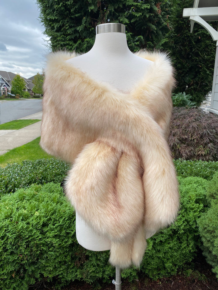 Champagne faux fur wrap bridal stole wedding shawl