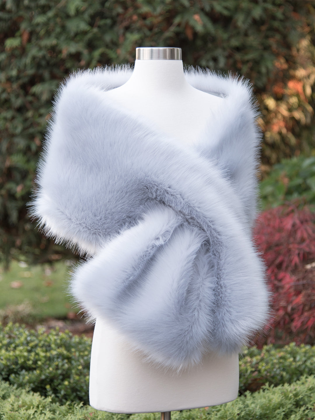 Dusty Blue faux fur wrap bridal shawl