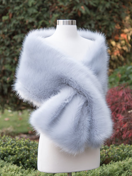 Dusty Blue faux fur wrap B005 DustyBlue Tulip Bridal