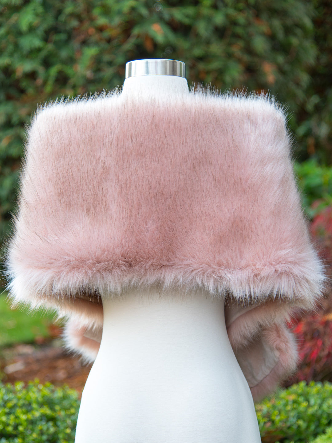 Dusty rose faux fur shawl bridal wrap