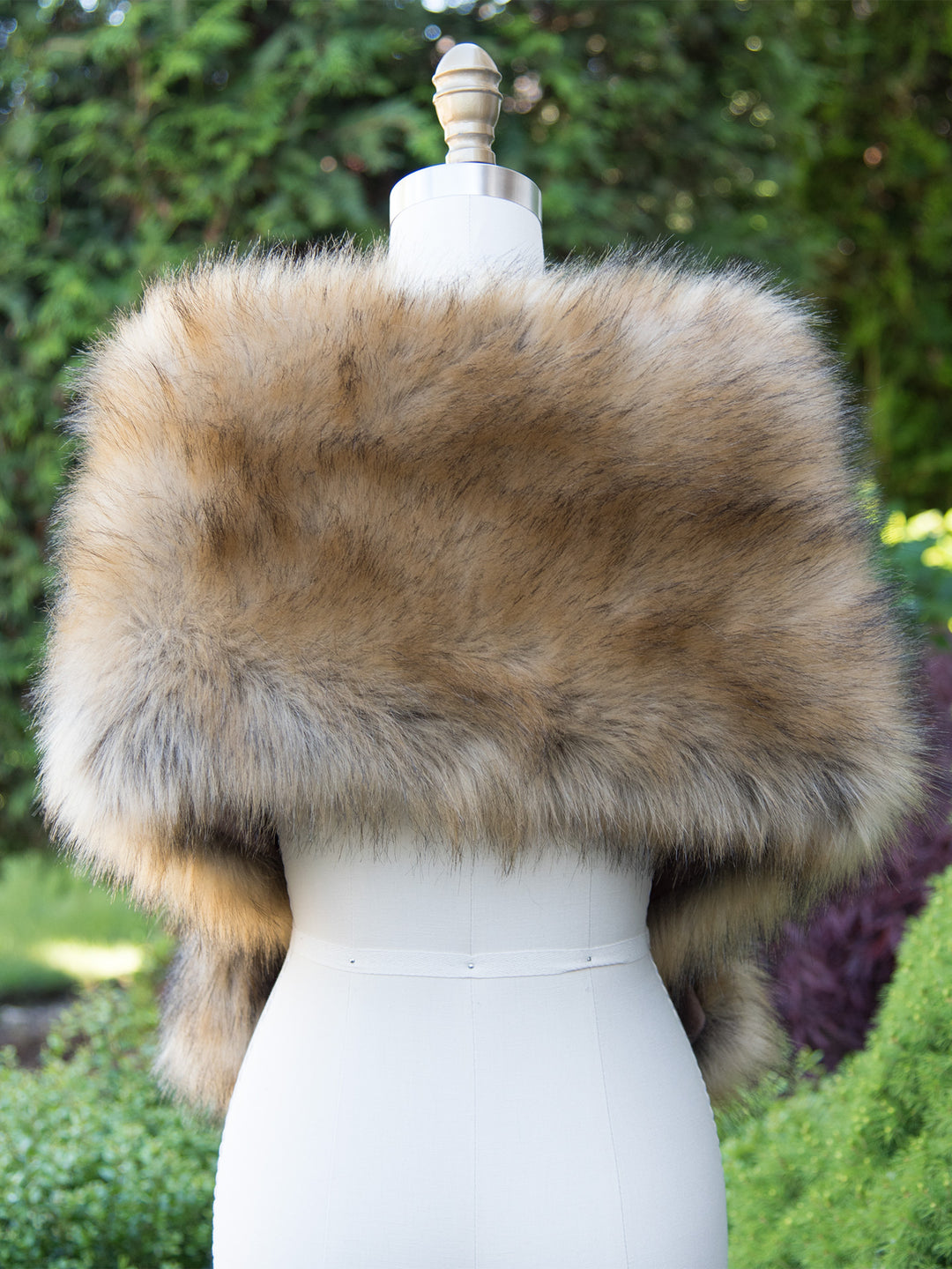 Brown faux fox fur wrap bridal shawl