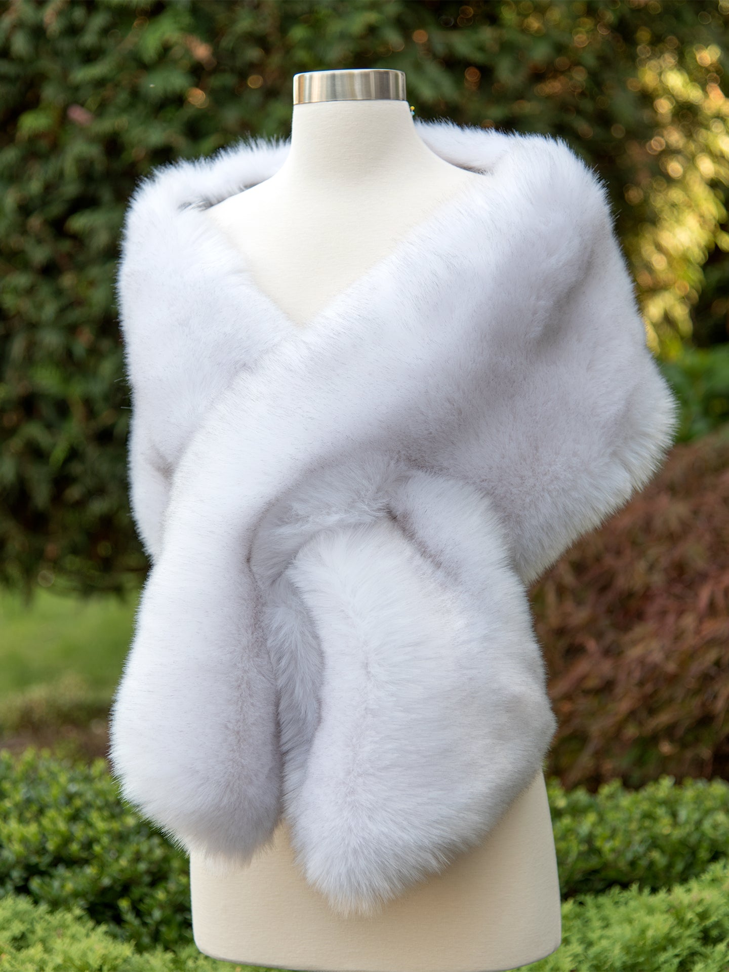 Light Gray faux fur wrap bridal shawl wedding stole
