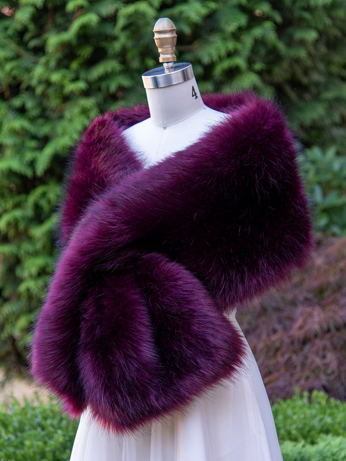 Purple plum faux fur wrap bridal shawl – Tulip Bridal