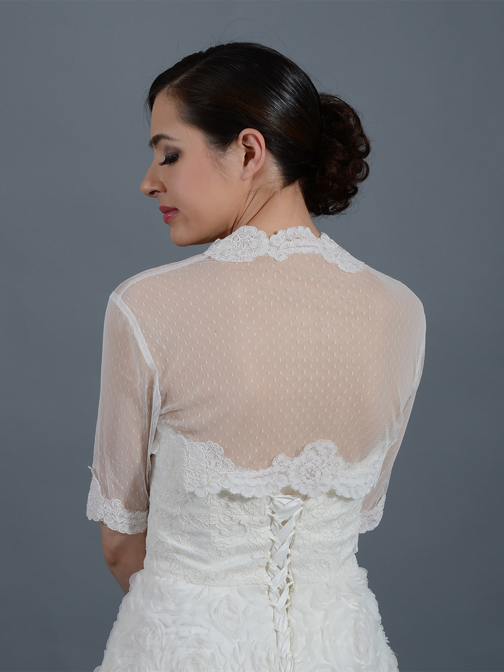 Ivory bridal dot lace wedding bolero jacket