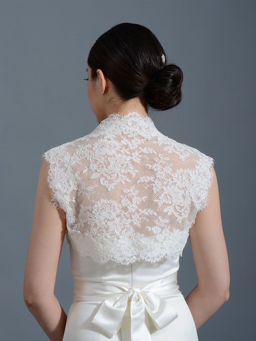 Ivory sleeveless alencon lace bolero wedding bolero jacket