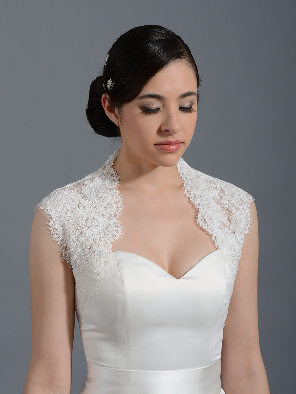 Ivory sleeveless alencon lace bolero wedding bolero jacket