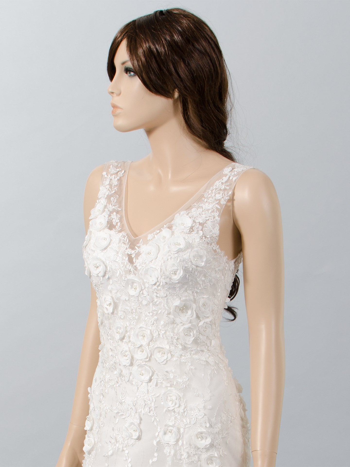 3D flowers lace wedding dres