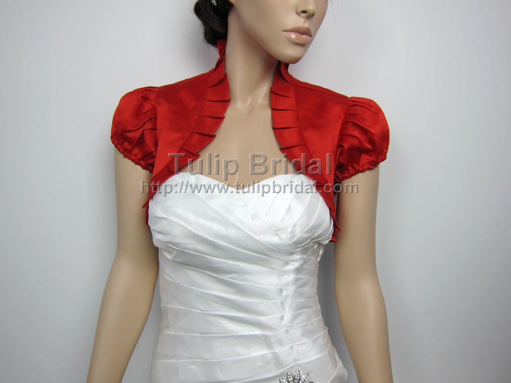 Red sleeve wedding satin bolero jacket