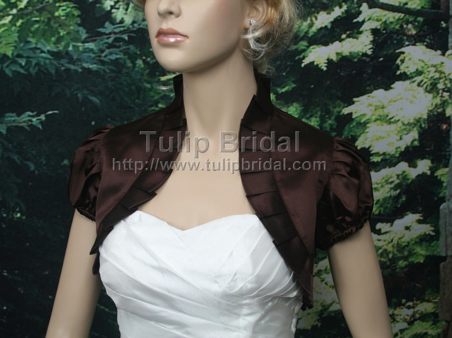 Brown wedding satin bolero jacket