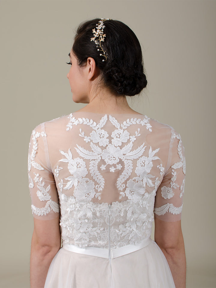 Front open lace bolero wedding dress topper