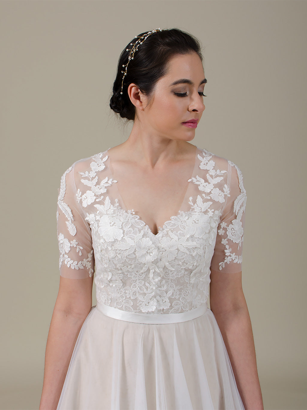 Front open lace bolero wedding dress topper