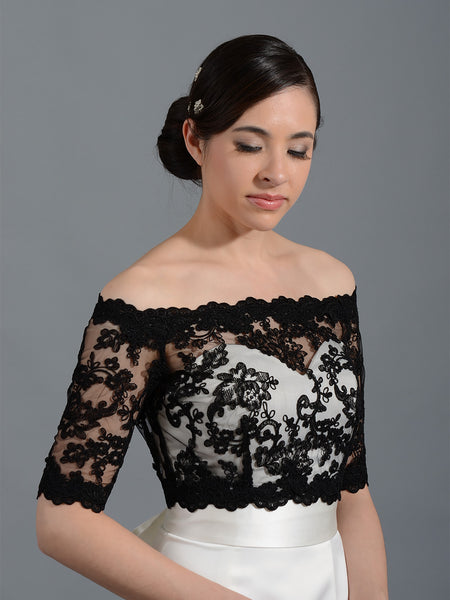 Black lace jackets for wedding outlet