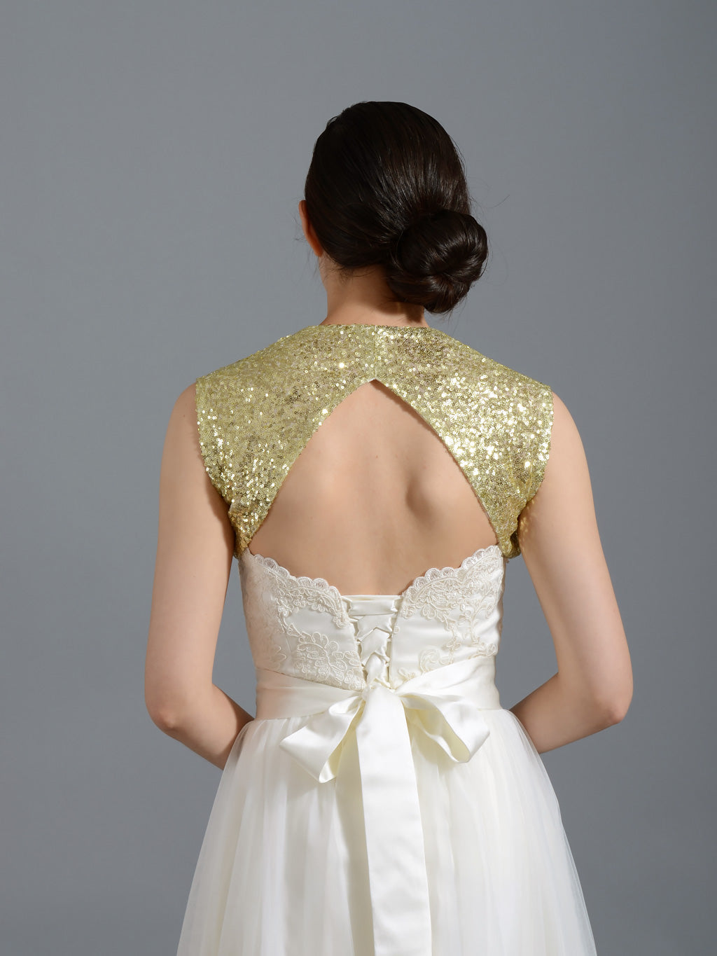 Sequin silver wedding bolero jacket
