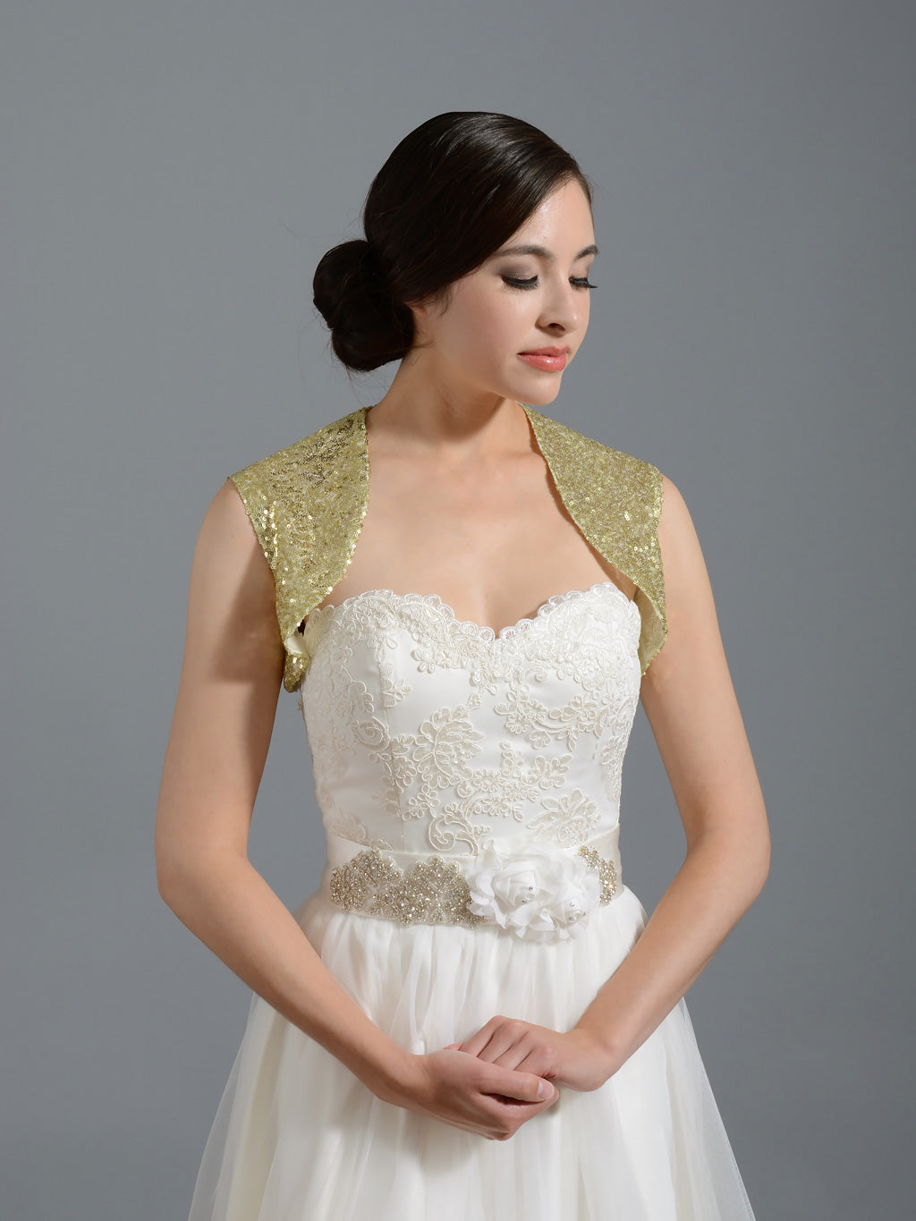 Sequin silver wedding bolero jacket