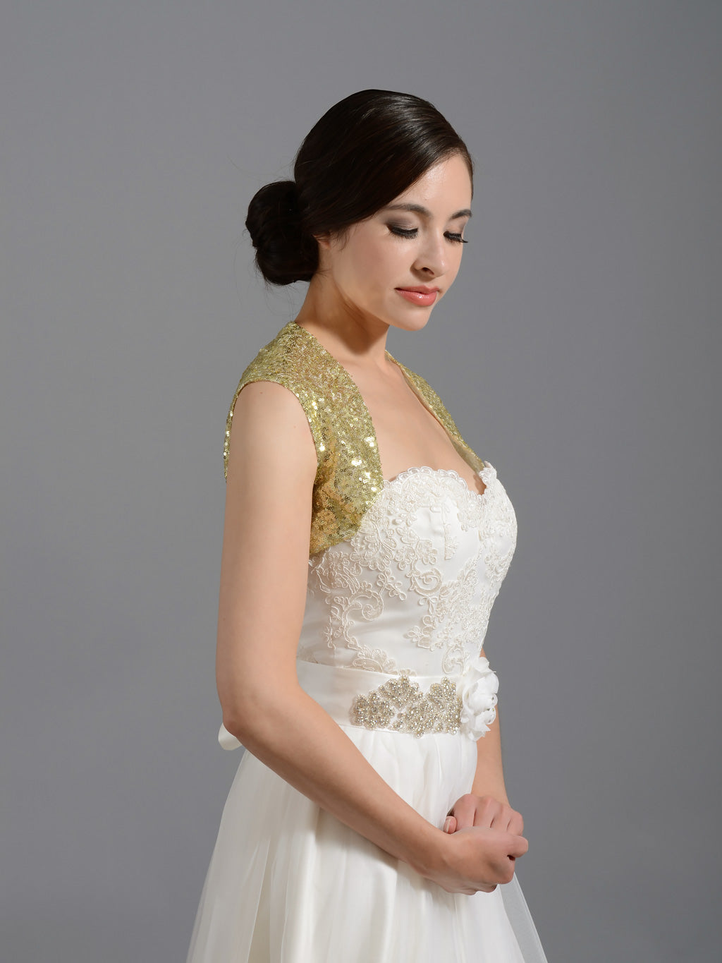 Sequin silver wedding bolero jacket