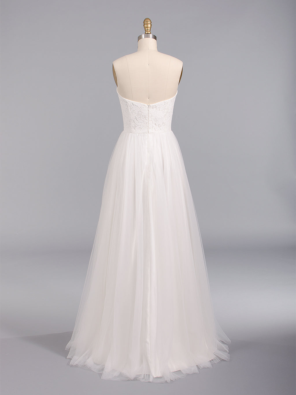Ivory strapless lace wedding dress with tulle skirt 4022
