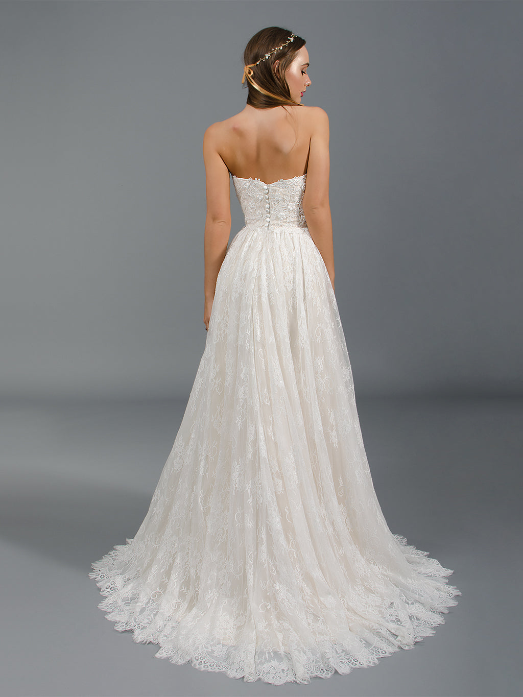 Strapless lace wedding dress with allover lace 4043 – Tulip Bridal