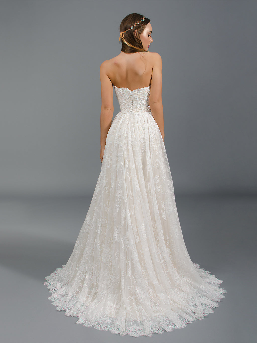 Strapless lace wedding dress with allover lace 4043