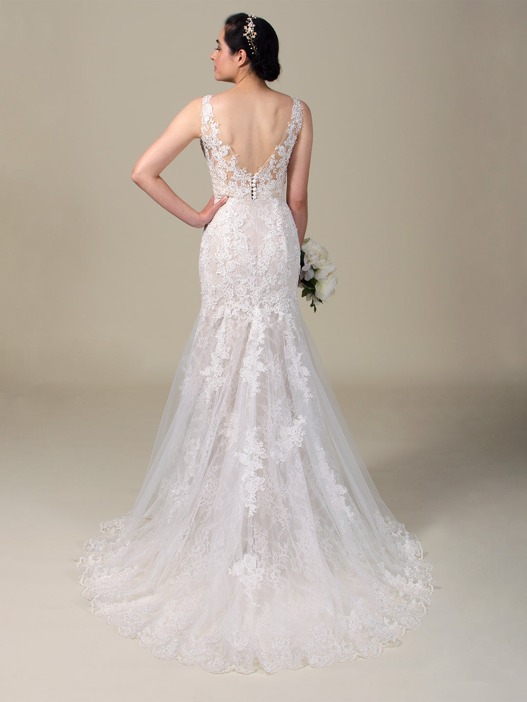Fit and flare lace wedding dress