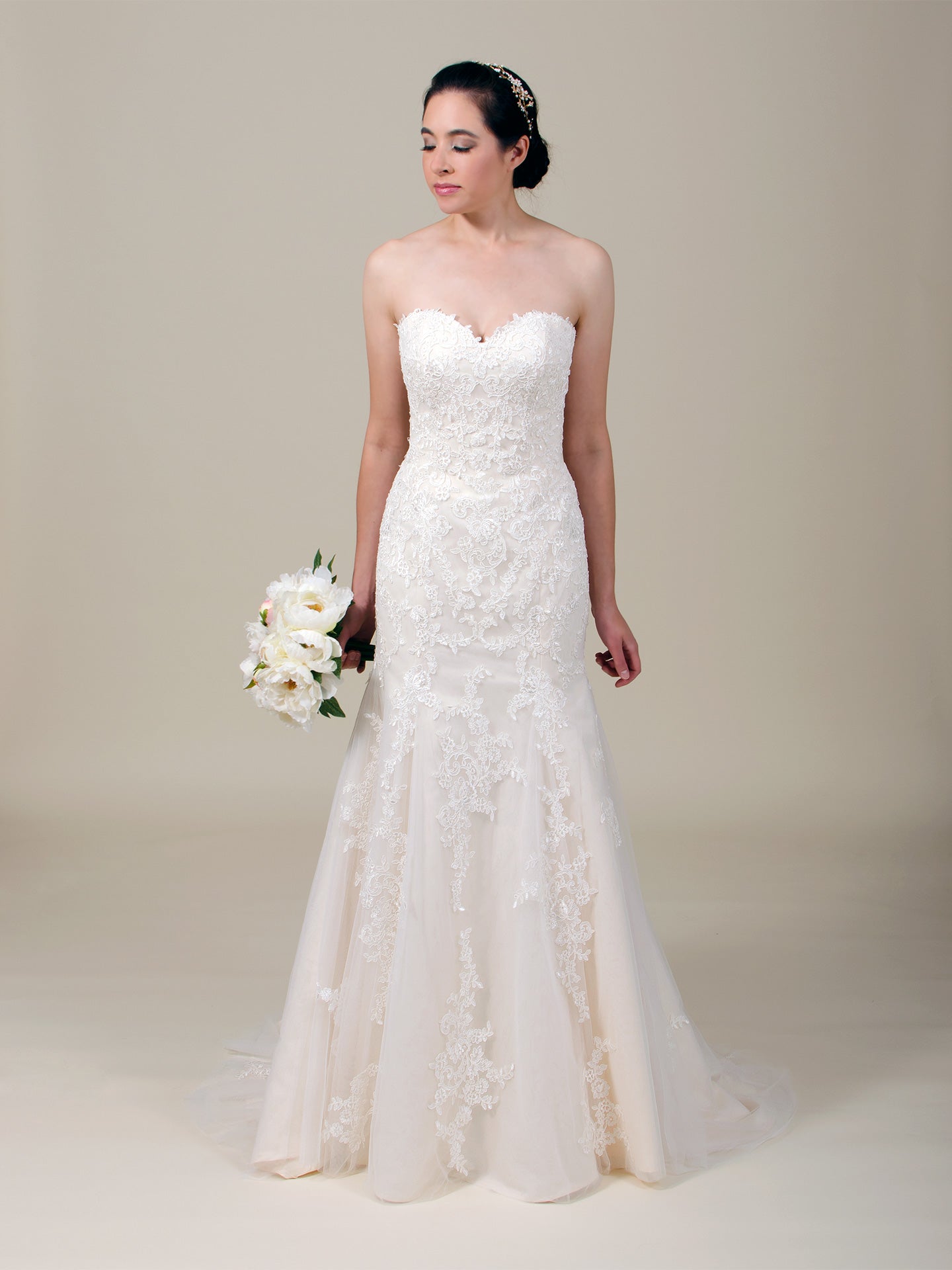 Strapless lace wedding dress 4063
