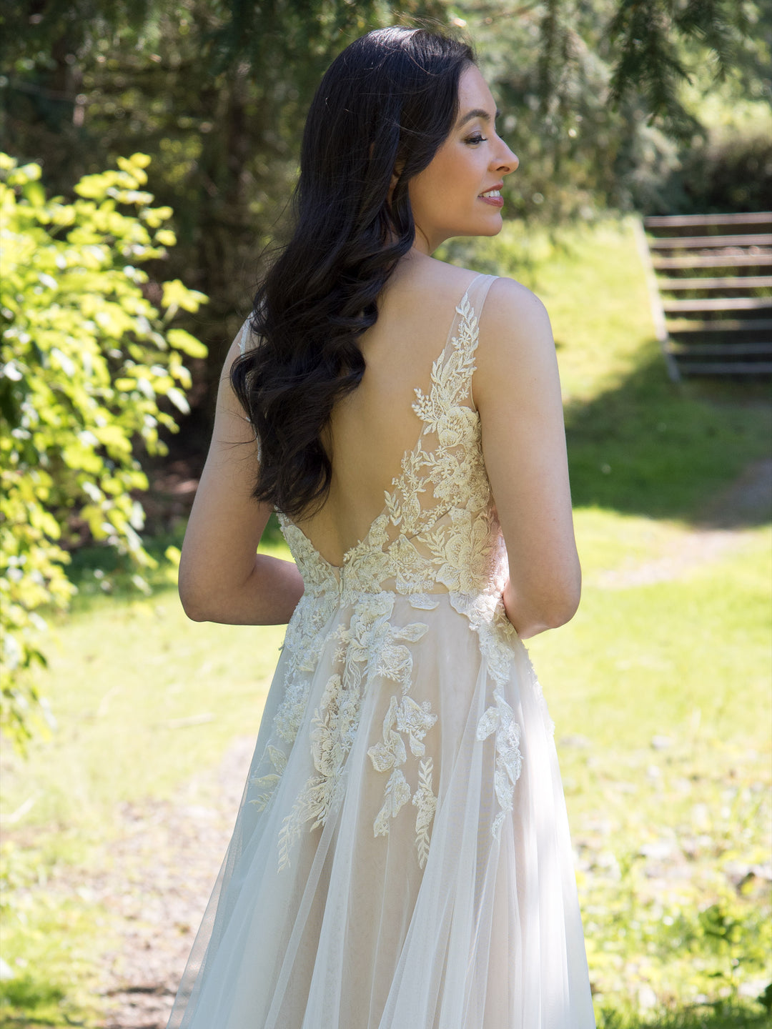 Beaded lace wedding dress