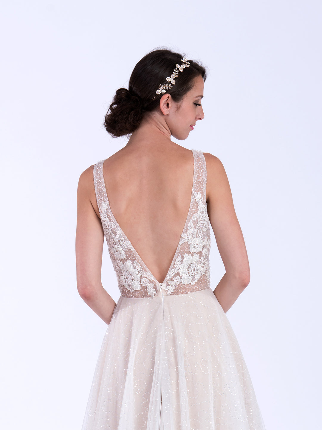 Sleeveless beaded wedding dress