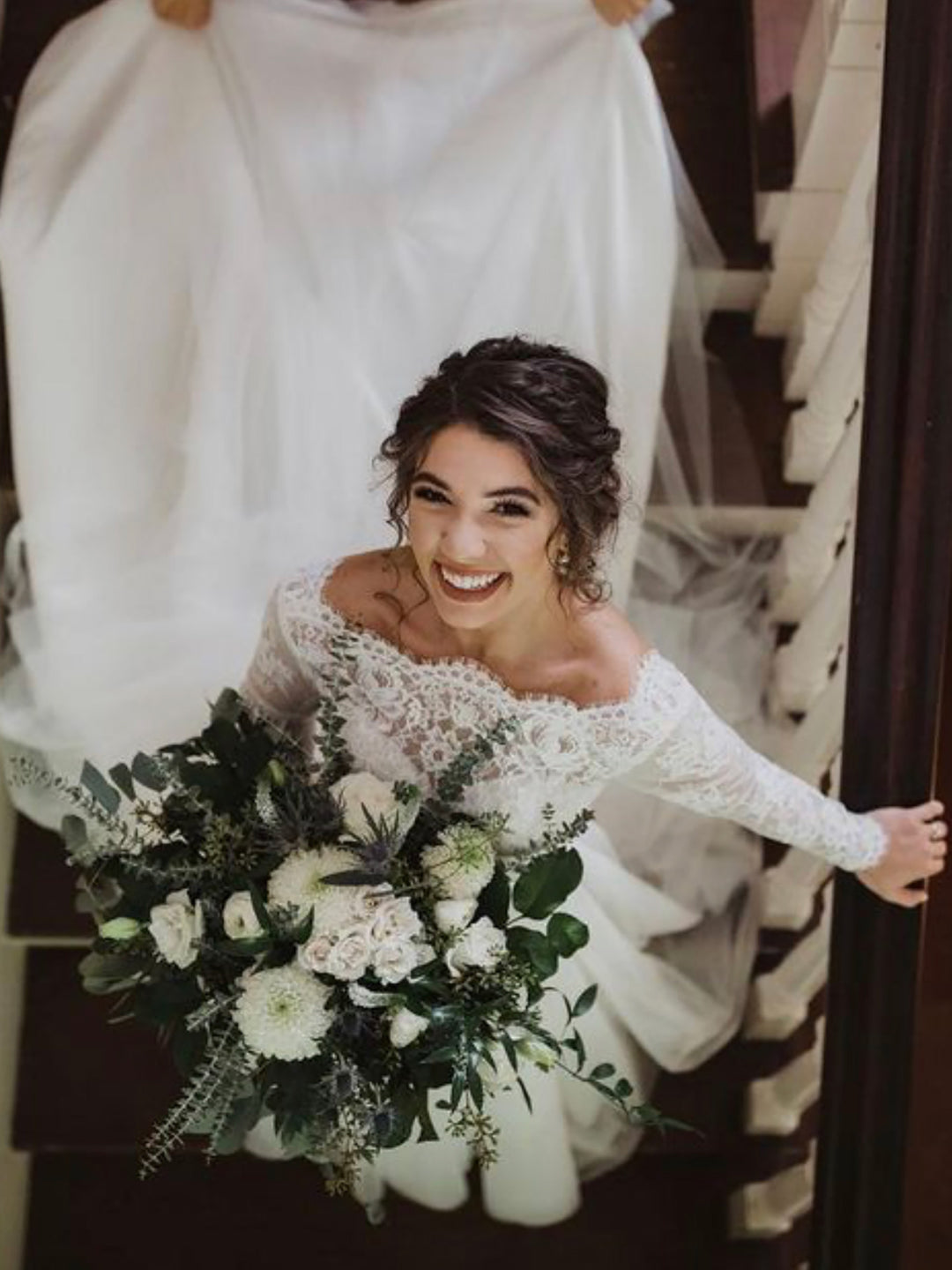 boho wedding dress topper Bohemian Floral Lace Wedding Dress Topper: Puffy Sleeve Bridal Top #B42