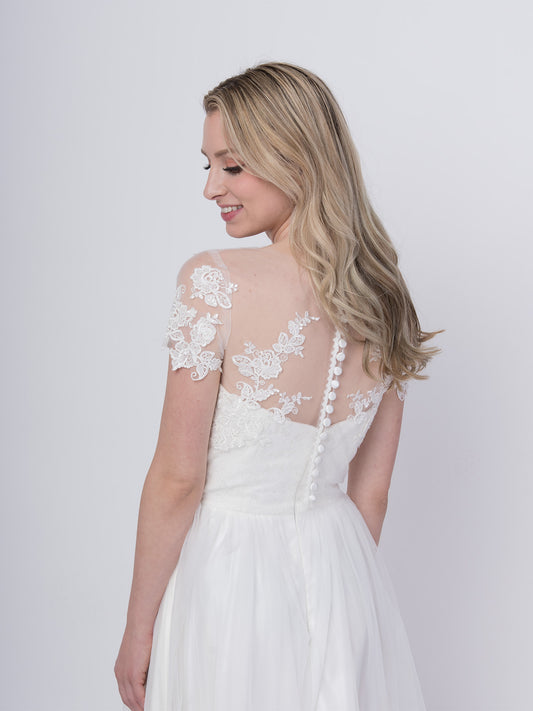 Short sleeve wedding dress topper