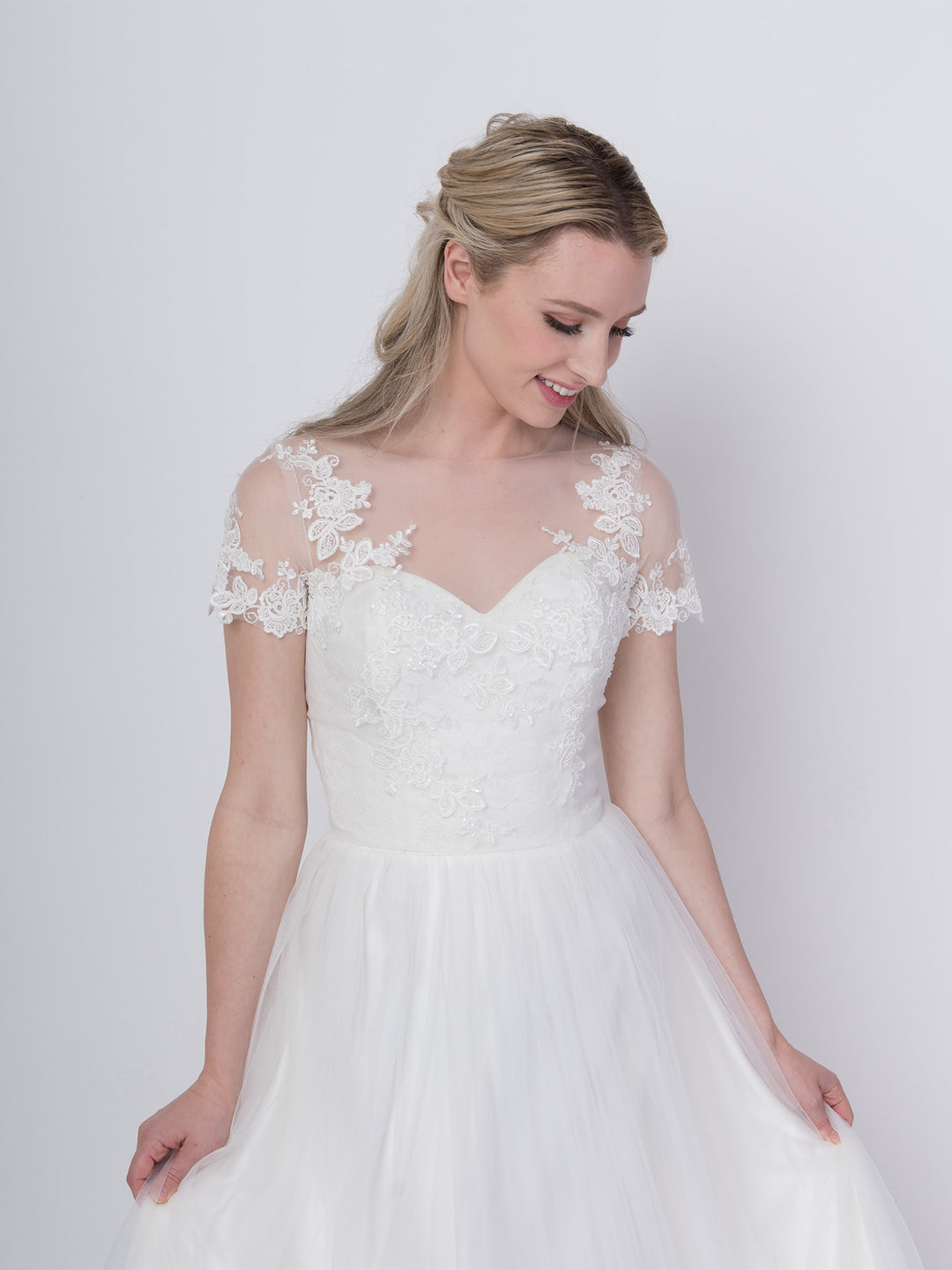dress topper sheer Clara Tulle with Lace Appliqu Danielle Frankel