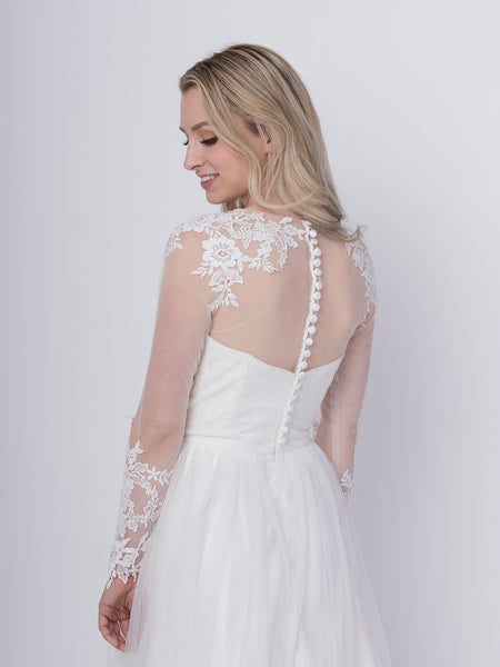 Light ivory wedding dress topper, XXL / With lace (as pictured)