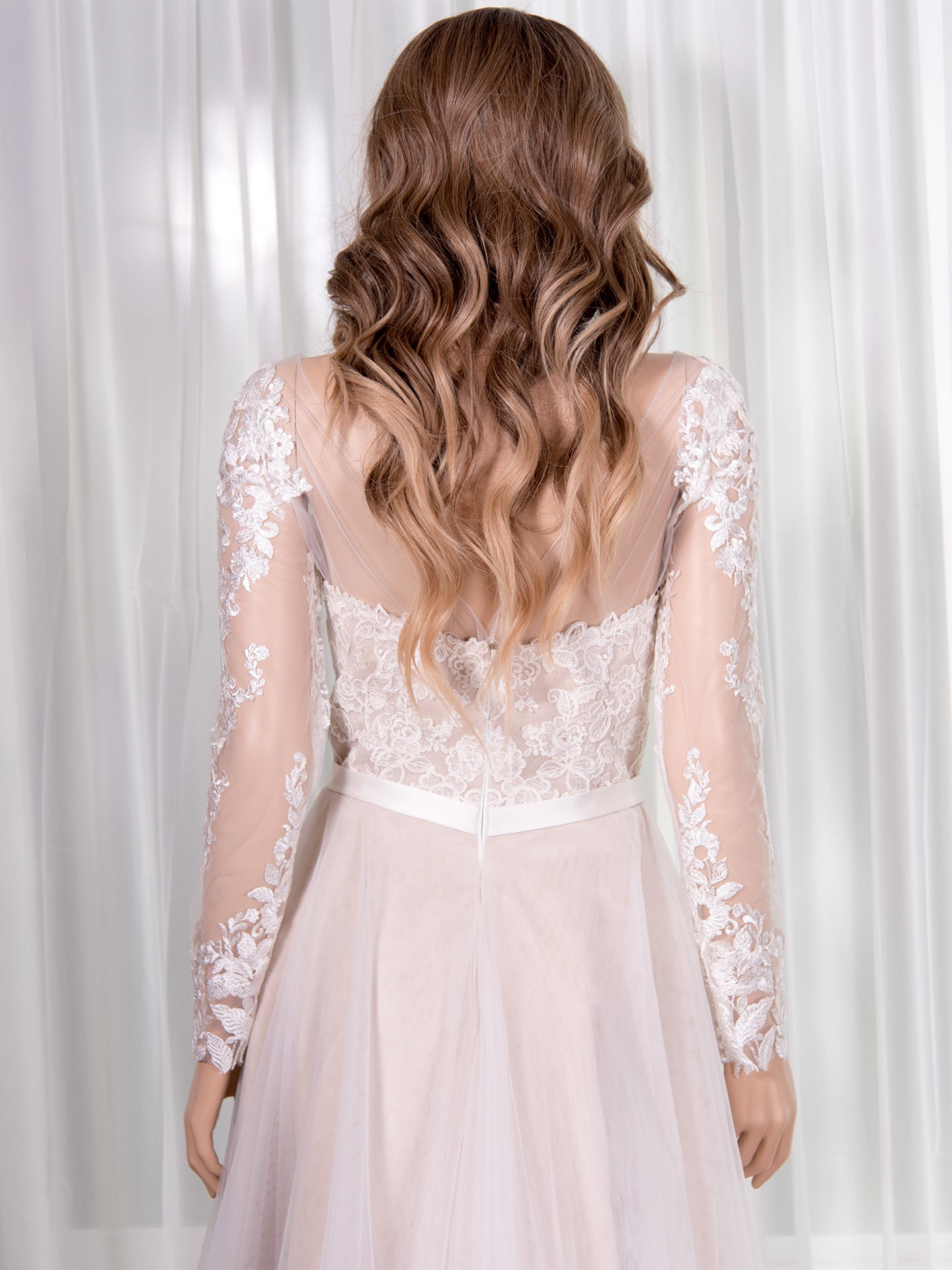 V back long sleeve wedding dress topper