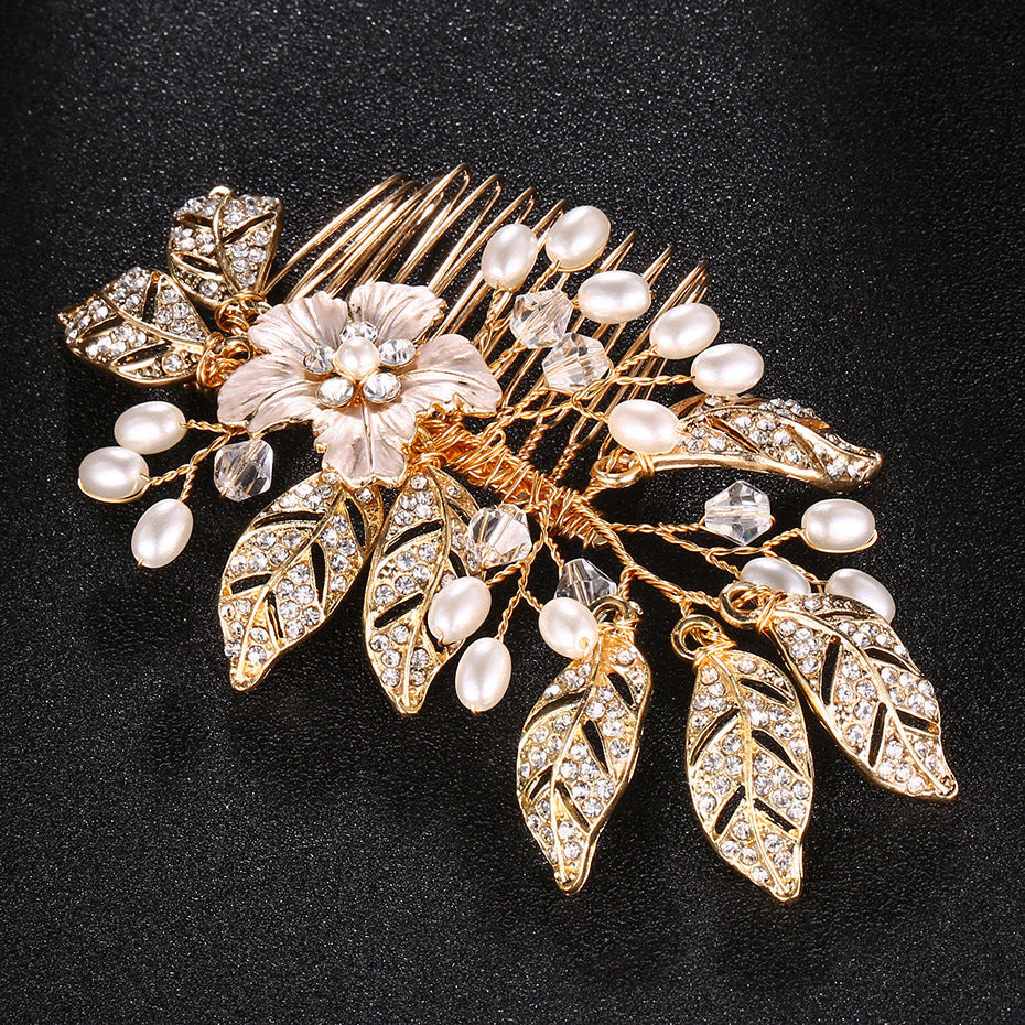 Golden Rhinestone Hair Comb HC002