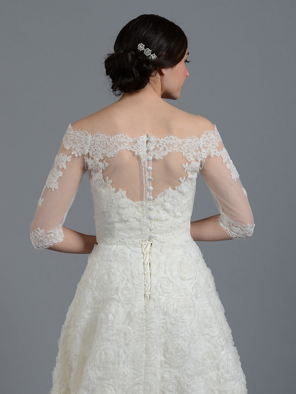 Off-Shoulder Lace Bridal Bolero Wedding jacket shrug, Medium Off-Shoulder Lace Bridal Bolero Wedding jacket shrug, Medium