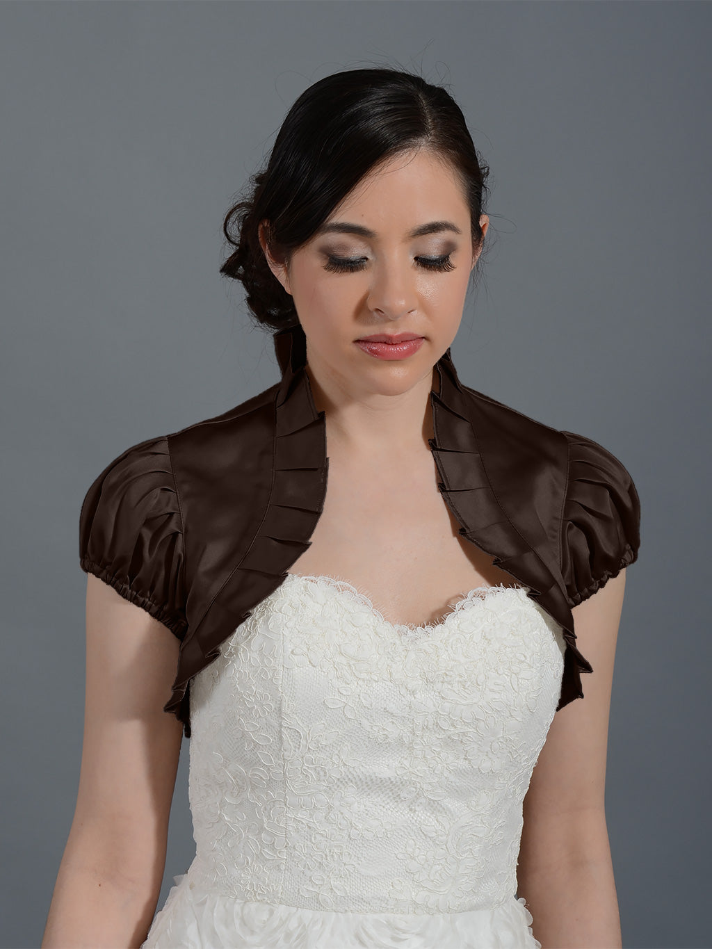 Brown wedding satin bolero jacket