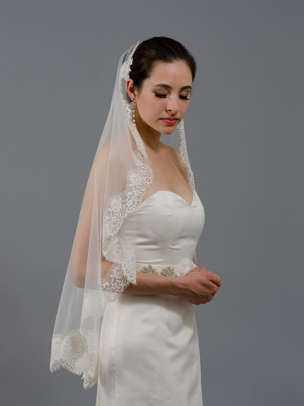 wedding Mantilla veil light ivory bridal veils V026