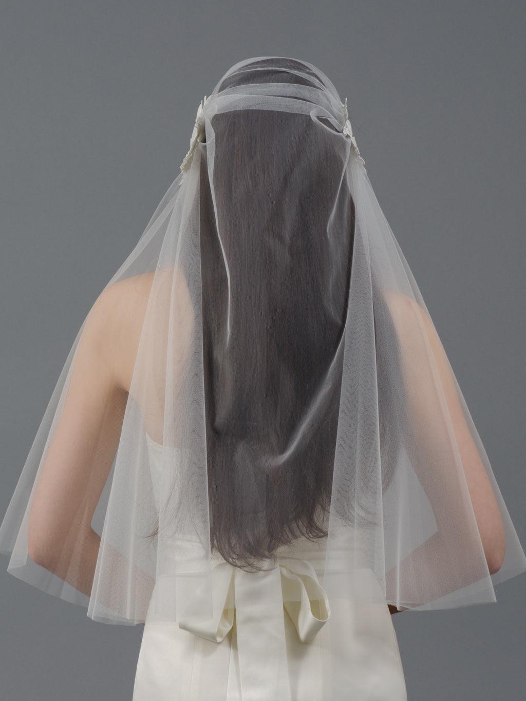 Ivory juliet cap wedding veil V047