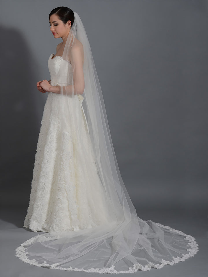 Ivory wedding veil cathedral length V043c